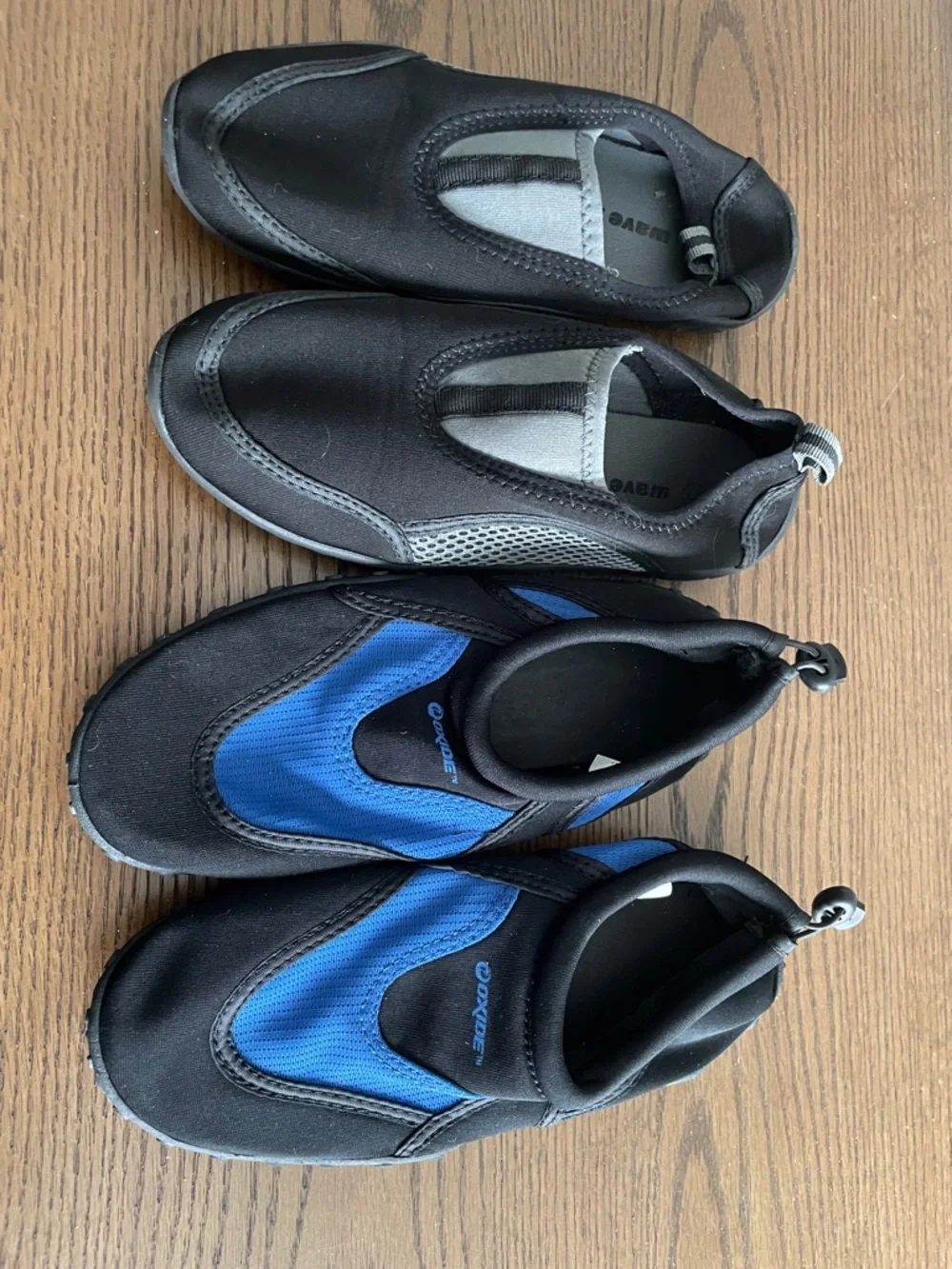 Kids Water Shoes (2) - Black and Blue Slip-On Aqua Footwear